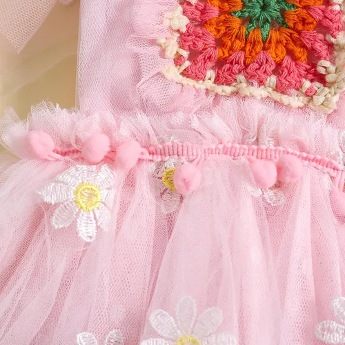 Miniatura 6 de Ursobutegl Mameluco de princesa para bebé recién nacida, vestido de malla bordado, elegante, tutú con falda, overol para cumpleaños