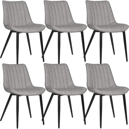 Miniatura 12 de Juego de 2 sillas de comedor voladizas, sillas de comedor modernas de mediados de siglo con patas de metal negro, sillas de cocina tapizadas