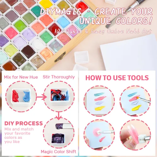 Miniatura 7 de Juego de esmalte de uñas en gel con esponja de 24 colores para dibujo de líneas, diseño de rayas, flores, ombre, rubor, floración, aura, arte