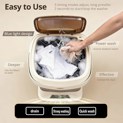 Miniatura 6 de Lavadora portátil, 16L mejorada con cesta giratoria, pequeña lavadora portátil para ropa interior, ropa delicada y ropa ligera, adecuada