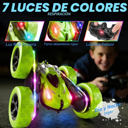 Miniatura 3 de Auto de control remoto – 4WD 360° Flip RC doble cara con barra de luz LED y batería modular USB-C, juguetes todoterreno para niños de 6 a 12 años