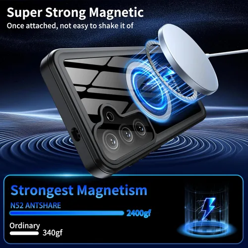 Miniatura 4 de ANTSHARE Funda magnética para Samsung Galaxy S25 FE, impermeable, con protector de pantalla integrado y protección de cámara