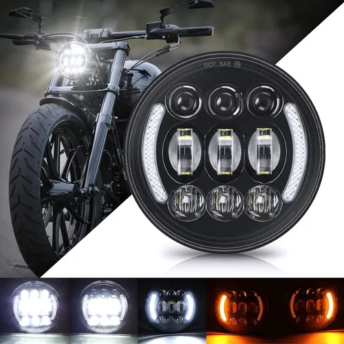 SUPAREE Faro delantero LED para motocicleta de 5.75 pulgadas con halo DRL y señal de giro Plug & Play de 5-3/4 pulgadas Faro delantero de proyección