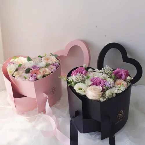 Miniatura 7 de BBJWRAPS - Caja para flores en forma de corazón con tapa para arreglos de lujo, florerías, entregas de regalos, material de cartón piedra de 9