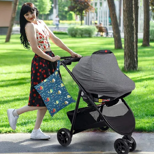 Miniatura 2 de visesunny Bolsa húmeda divertida de ballenas y peces coloridos para niños, 2 piezas, con bolsillos con cremallera, lavable, reutilizable, espaciosa