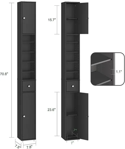 Miniatura 3 de Haotian - Gabinete estrecho de almacenamiento para baño, organizadores altos y delgados para baño y almacenamiento para espacios pequeños, gabinete