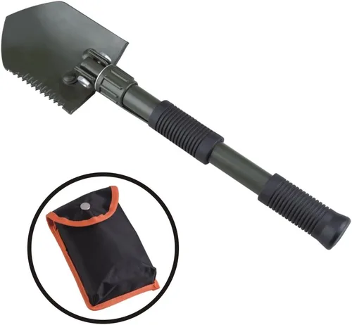 AceCamp Pala utilitaria plegable, hacha y sierra, pala plegable portátil ligera para acampar al aire libre y jardinería con estuche de transporte,