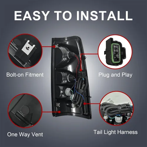 Miniatura 4 de Silverado - Luces traseras compatibles con Chevy Silverado 2003-2006 1500/1500HD 2500/2500HD 3500 para el lado del conductor y del pasajero