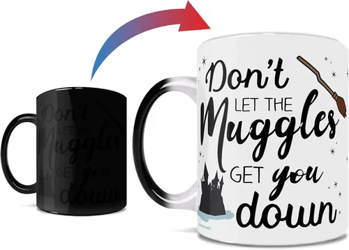 Morphing Mugs Harry Potter - No Dejes Que Los Muggles Te Derroten - Frase - Taza de 11 oz Sensible al Calor – Taza de Café y Té de Cerámica que