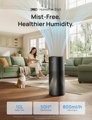 Miniatura 2 de DREO Humidificador Evaporativo Inteligente para Habitación Grande hasta 1000 pies², Humidificador de Aire de Alta Salida 800ml/h para Dormitorio