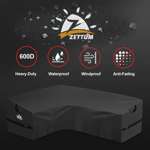 Miniatura 5 de Zettum Funda seccional en forma de L para exteriores, funda de sofá modular 600D para patio, fundas impermeables para muebles de patio para sofá