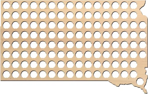 Miniatura 9 de Mapa con tapas de cerveza, 50 estados, Madera