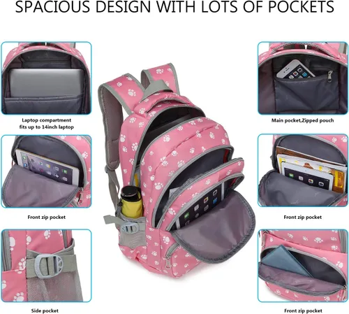 Miniatura 4 de goldwheat Mochila para niñas, bolsa de escuela intermedia, ligera, resistente al agua, Negro-a, Mochila escolar