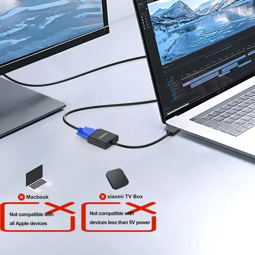 Miniatura 7 de FEMORO Adaptador HDMI a VGA, paquete de 10 unidades, adaptadores de convertidor de cable HDMI VGA macho a hembra para monitor, PC, portátil