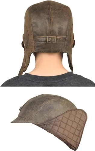 Miniatura 5 de Sombrero de aviador para niños, cuero marrón real, disfraz, casco volador de piloto, sombrero steampunk para niños