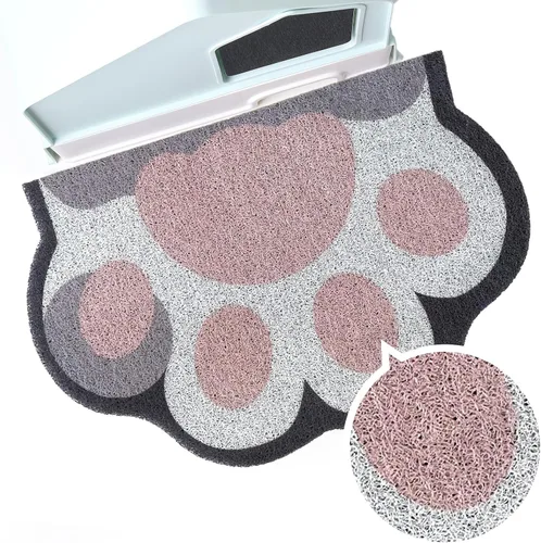 Miniatura 15 de Bonita alfombra de arena para gatos de 24 x 19 pulgadas, tapete para caja de arena, suave para patas de gatito, fácil de limpiar, antideslizante