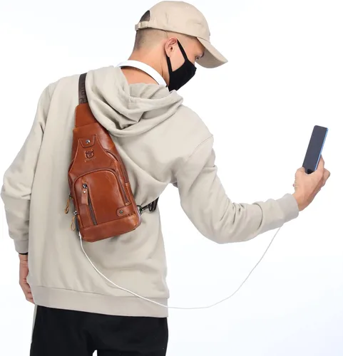 Miniatura 7 de LUKZIJAES Bolso bandolera de cuero genuino para hombre