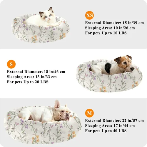 Miniatura 6 de Pet Dog Beds Anti-Slip Fluffy Dog & Cat Cushion for Small Size Pets Sleeping S Retro Snapdragon Neutral