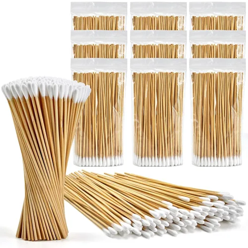 Miniatura 11 de 200 hisopos de algodón de 6 pulgadas de largo con palitos de bambú, sin pelusa, altamente absorbentes, aplicadores de punta de algodón de limpieza