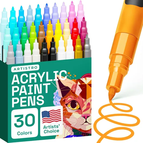 Miniatura 11 de ARTISTRO 12 Bolígrafos de Pintura Regulares para Marcado en Vidrio, Pintura en Roca, Cerámica, Madera, Tela, Álbum de Recortes, Manualidades DIY
