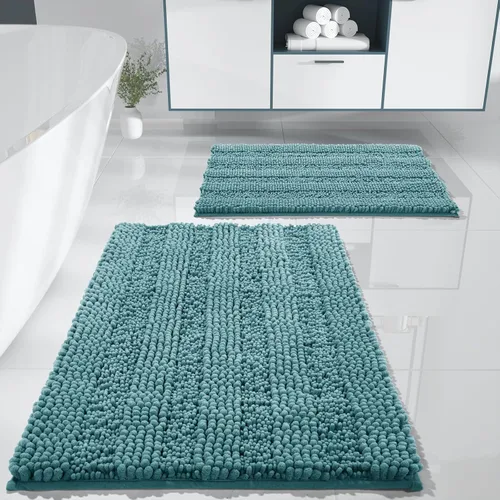 Miniatura 19 de Yimobra Juego de 2 alfombras de baño de felpilla suave y absorbente y alfombra para inodoro en forma de U, antideslizante, lavable a máquina