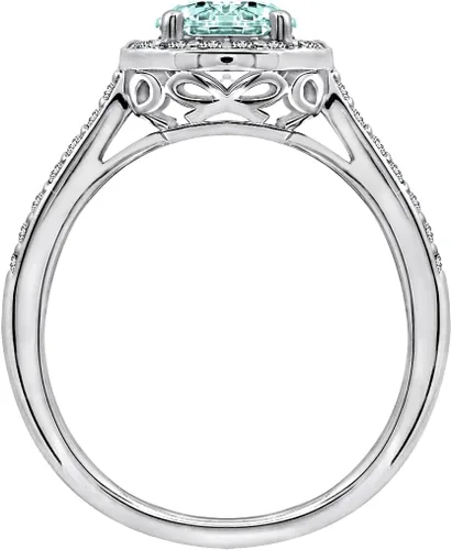 Miniatura 2 de Tienda Collection Platinum or Gold Plated Sterling Silver Round Halo Ring Made with Infinite Elements Zirconia