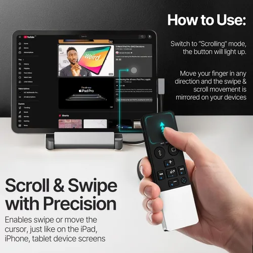 Miniatura 2 de TNP - Control remoto Bluetooth para iPad iPhone - Trackpad Presentador multimedia para iOS Mac Android Tablet PC - Obturador de cámara inalámbrico