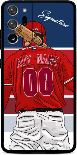 Funda de béisbol personalizada con nombre y número para Samsung Galaxy Note 20/20 Ultra 10 Pro Note 9 8, silicona líquida con protección de cámara,