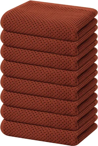 Miniatura 26 de Homaxy Paños de cocina de 100% algodón con tejido de gofre, ultra suaves, absorbentes, de secado rápido, 12 x 12 pulgadas, paquete de 6, amarillo