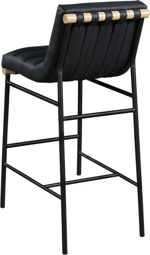 Miniatura 5 de Meridian Furniture 846Black-C Burke Collection Modern Taburete de bar contemporáneo con cuero vegano negro suave, marco de metal negro mate