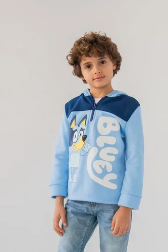Miniatura 5 de Bluey Sudadera con capucha de forro polar con media cremallera para niños pequeños y grandes