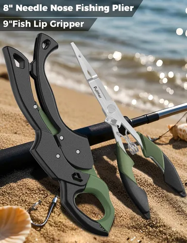 Miniatura 7 de Fish Gripper 9.2 pulgadas, cortador de línea multifunción, alicates de pesca, kit de herramientas de pesca de agua salada, equipo de pesca