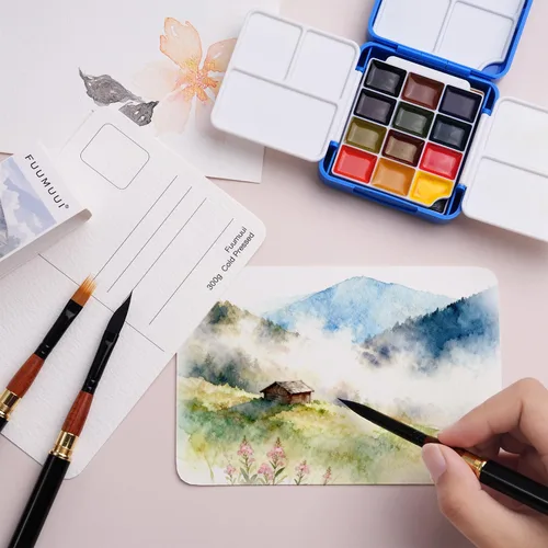 Miniatura 8 de Fuumuui 40 tarjetas postales de acuarela en blanco de 4 x 6 pulgadas, 140 libras/300 gsm, papel de arte 100% algodón prensado en frío para pintura