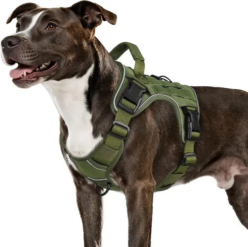 Miniatura 22 de WINGOIN - Arnés táctico púrpura para perros medianos, arnés resistente sin tirones con asa, chaleco militar K9 reflectante ajustable para mascotas