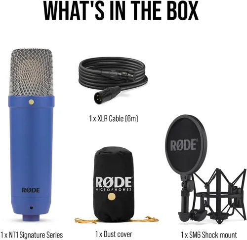 Miniatura 7 de RØDE NT1 Signature Series Micrófono condensador de gran diafragma con soporte de choque, filtro pop y cable XLR para producción de música, grabación