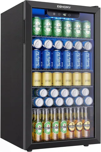 Miniatura 11 de EUHOMY Refrigerador de bebidas para 48 latas - Mini refrigerador con puerta de vidrio para cerveza, bebidas, vinos, refrigerador de bebidas de Negro