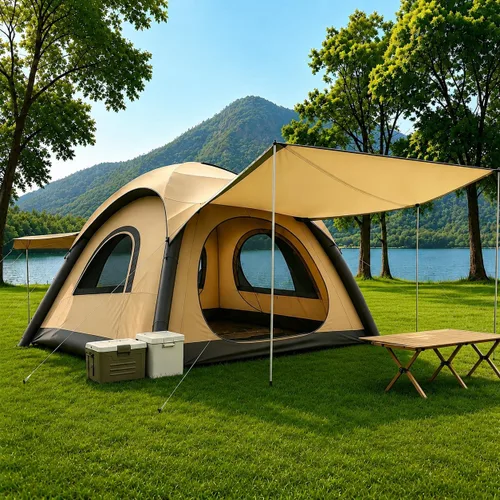 Automatic Inflatable Tent with Air Pump, 2/4/6 Person Family Tents for Camping with 2-3 Min Set Up, Windproof Waterproof Tents with Mosquito Screen