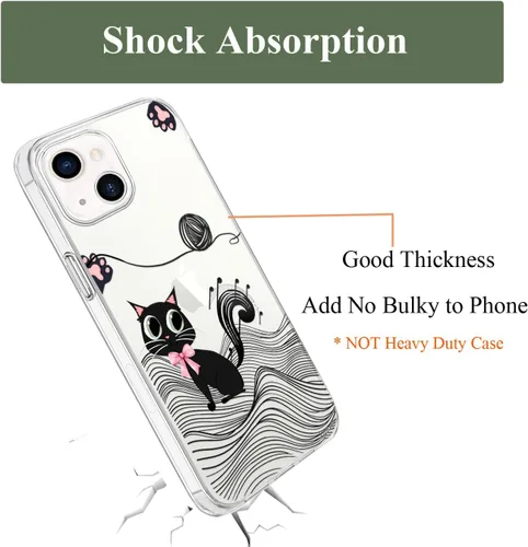 Miniatura 6 de Unov Funda para iPhone 14 iPhone 13, transparente con diseño, ajuste delgado, buen agarre, funda para teléfono en relieve, cubierta protectora a