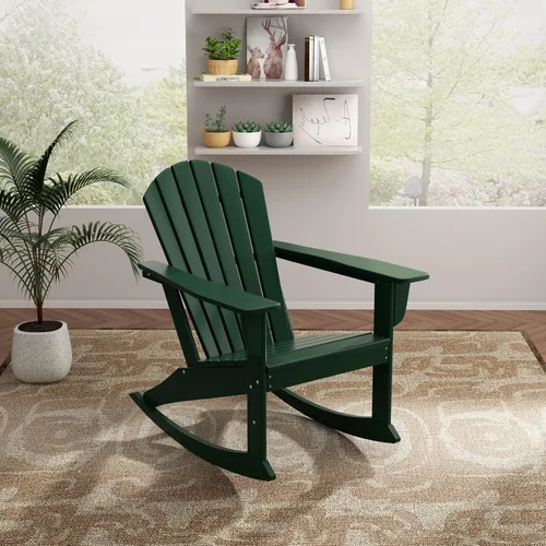 Miniatura 35 de WO Home Furniture Silla Mecedora de Patio al Aire Libre Tradicional HDPE Resistente a los Rayos UV (Negro)