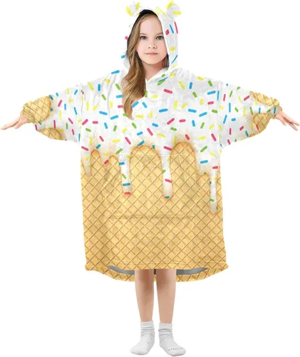 Miniatura 8 de Mantas portátiles para niños, sudadera con capucha tipo manta de gran tamaño, suave y cálida, regalos para niños, niñas y adolescentes de 3 a 14