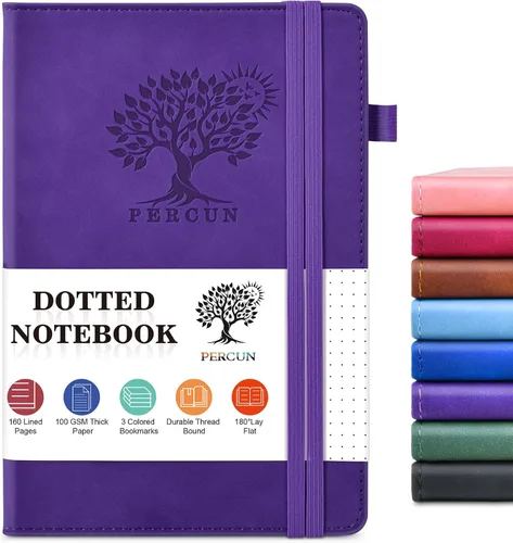Miniatura 34 de PERCUN Cuaderno rayado para hombres y mujeres, 160 páginas con rayas universitarias para escribir, cuadernos A5 de cuero de tapa dura para el Marrón