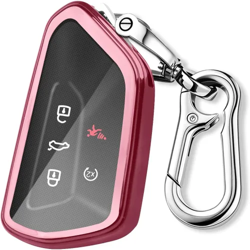 Miniatura 10 de QBUC Funda para llavero Volkswagen con llavero, funda para llave de coche para VW ID.4 ID.6 MK8 Golf GTI Atlas Cross Sport 2025 Tiguan (negro)