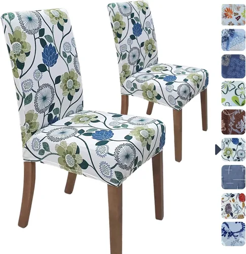 Miniatura 48 de SPRINGRICO Paquete de 6 fundas blancas para sillas de comedor, fundas elásticas para sillas de comedor con diseño floral, de elastano lavable