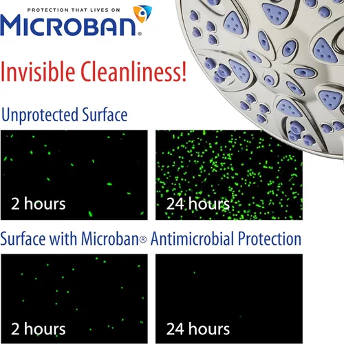 Miniatura 3 de AquaDance Ducha de mano antimicrobiana/antiobstrucción de alta presión de 6 ajustes con protección de boquilla contra el crecimiento de moho, moho