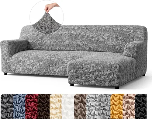 PAULATO BY GA.I.CO. Funda de Sofá Seccional - Funda para Sofá en Forma de L con Chaise - Fundas Lavables para Sofá Esquinero - Funda Elástica de