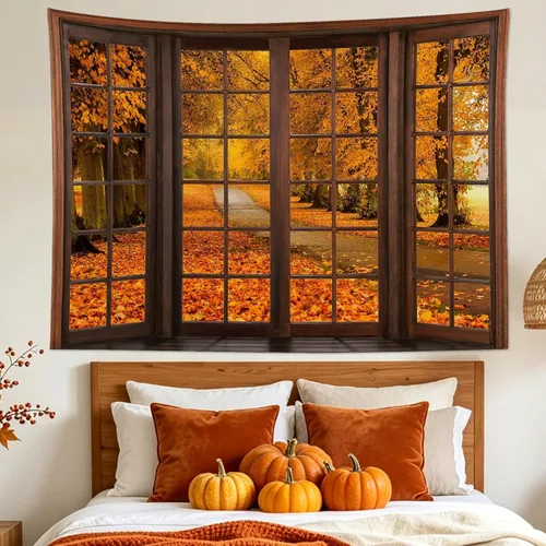 Miniatura 19 de LB Tapiz espeluznante de cementerio de Halloween, lápida aterradora con árboles muertos, tapiz de bosque para colgar en la pared, tapiz de fondo