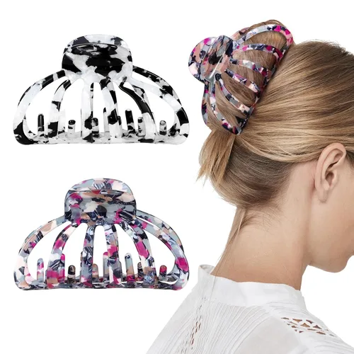 Miniatura 9 de Shinowa Pinzas para el cabello de mariposa, paquete de 4 pinzas de mariposa para cabello grueso y delgado, 2.75 pulgadas, hermosas pinzas
