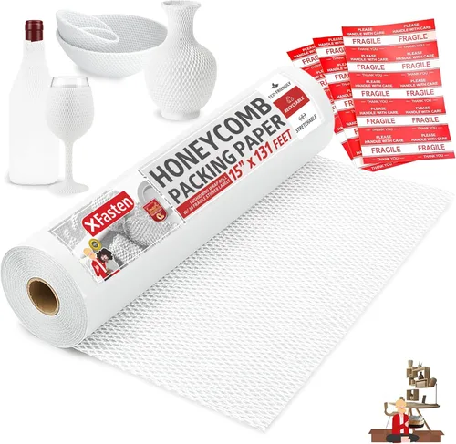 Miniatura 13 de Papel de embalaje de panal de abeja negro para mudanzas de 12 pulgadas x 66 pies de envoltura de burbuja de panal de abeja, papel de embalaje