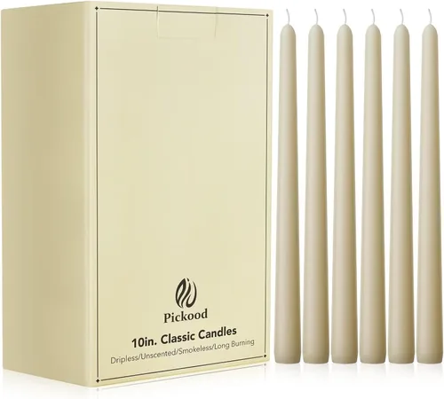 Miniatura 21 de Velas cónicas largas de 10 pulgadas sin aroma y sin goteo de 30 unidades, paquete a granel - Velas cónicas blancas a granel, perfectas para bodas