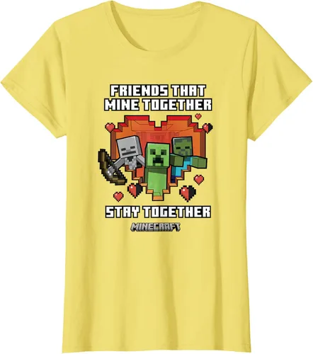 Miniatura 29 de Minecraft Camiseta de San Valentín Friends That Mine Together Mobs, Negro